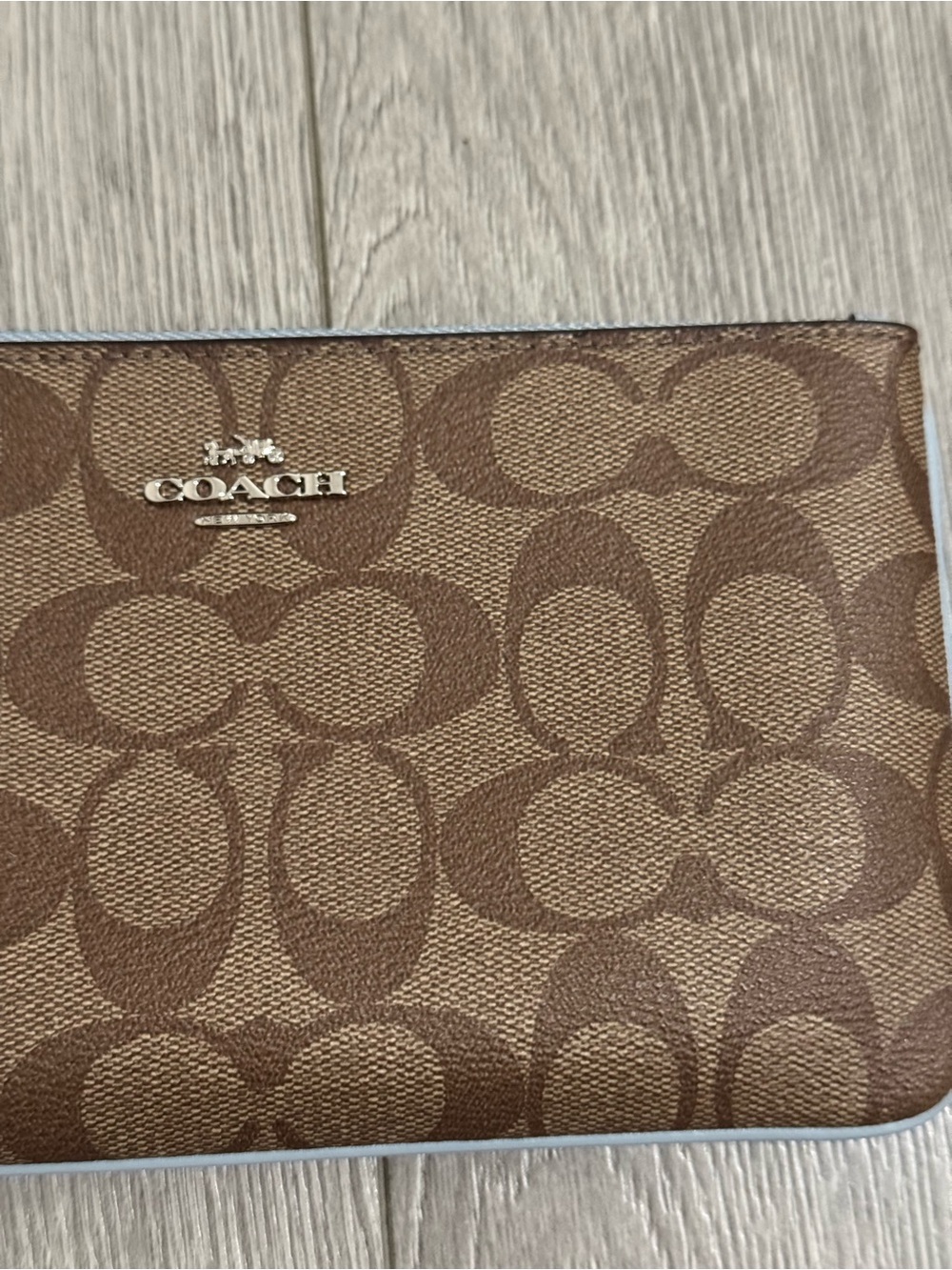 Coach Corner Zipper Brown And Blue Wristlet Wallet - Picture 2 of 5